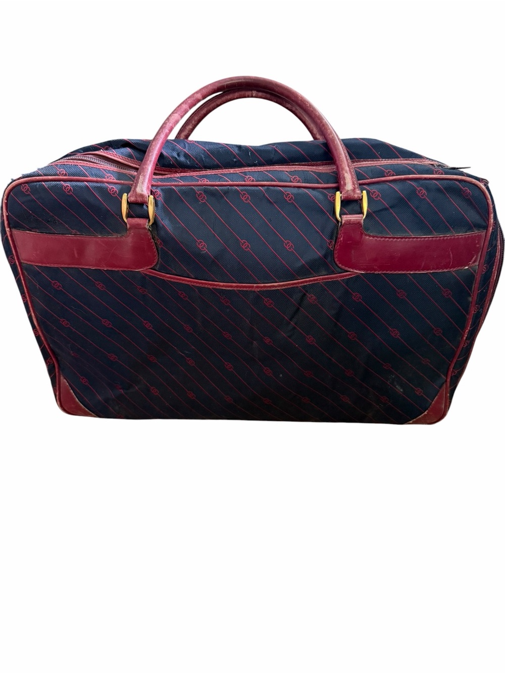 Gucci Interlocking G Navy and Burgundy Travel Duffel with Leather Trim - Picture 1 of 10